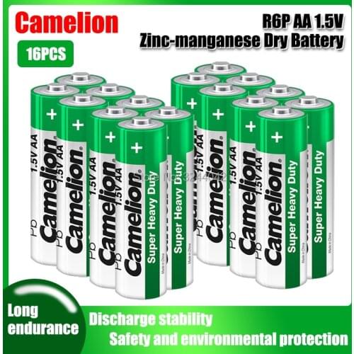 16pcs Original Camelion R6P 1.5V AA Zinc-manganese Dry Battery No Mercury Dry Battery For Electric Toy Flashlight Clock Mouse