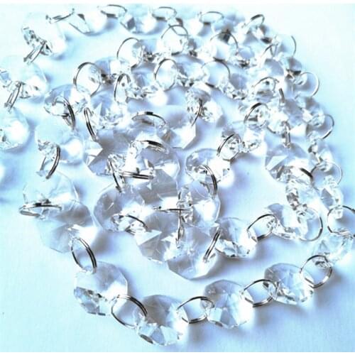 200M/Lot 14mm Clear Crystal Octagon Beads Chains Crystal Glass Hanging Garland Strands For Home Wedding Shinning Chians Decor