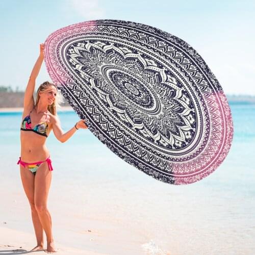 2021 Summer Round Beach Towel Large Sand Proof Beach Blanket Circle Meditation 58inch sand Toys Adult Childrens Outdoor Toys