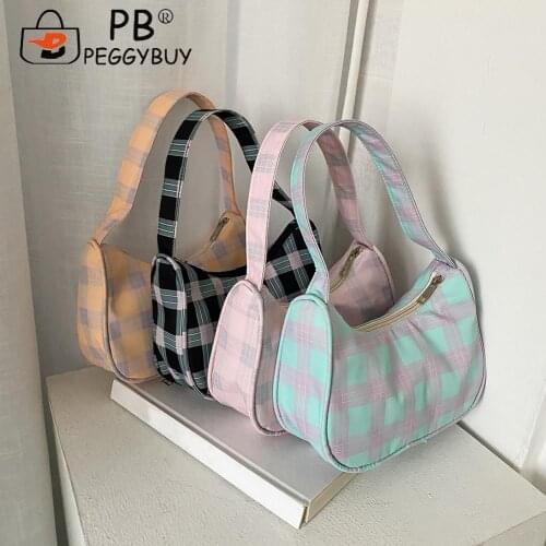 2021 Fashion Mini Hobos Handbags Women Plaid Printing Underarm Shoulder Bag Elegant Ladies Handbag Shoulder Bag