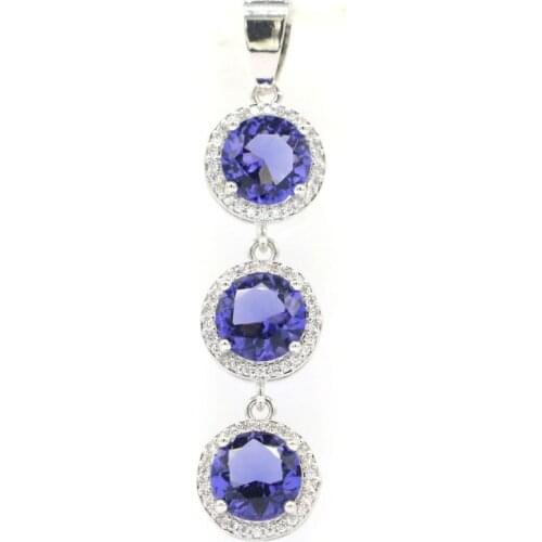 34x24mm Multi Color Delicate Fine Cut Silver Pendant for Women Created Peridot Violet Tanzanite CZ Eye Catching Fine Jewelry