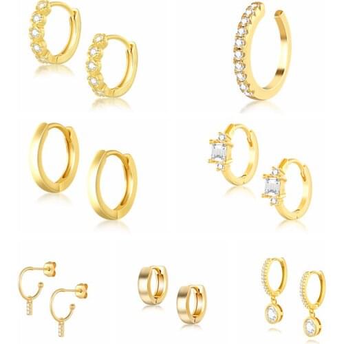 925 Sterling Silver Earrings For Women Gold Small Hoop Earrings Girl Ear Bone Earring Zircon snake Star Eye aretes A30