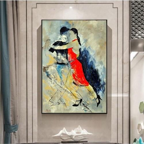 Abstract Dance Posters Vintage Tango Women and Men Painting on Canvas Posters and Print Wall Art Canvas Picture Living Room HD