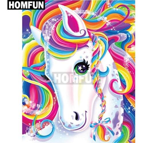 HOMFUN Diamond painting "Unicorn horse" Full Square/Round Drill Wall Decor Inlaid Resin Embroidery Craft Cross stitch A00044