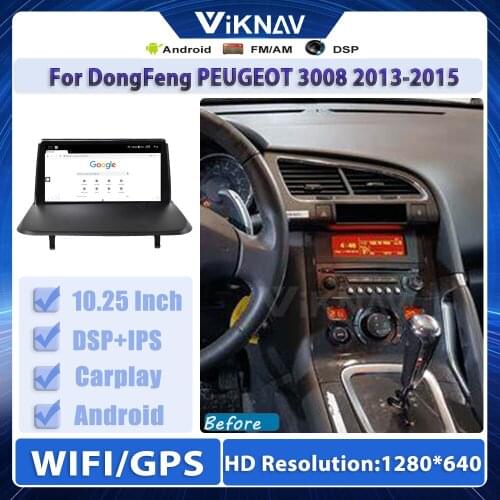 2Din Android10.0 Car Radio For DongFeng PEUGEOT 3008 2013-2015 Auto Stereo Wireless Carplay Multimedia Player GPS Navigation
