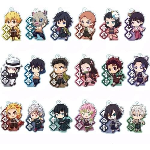 Demon Slayer Kamado Tanjirou Nezuko Agatsuma Zenitsu Hashibira Inosuke Tomioka Giyuu Makomo Acrylic Keychain Keyring Key Chains