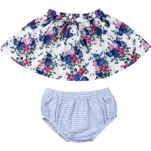 Kids Baby Girl Clothes Sleeveless Flower Vest Tops+Stripe Shorts 2PCS Outfit Set Floral Crop Tops+Stripe Shorts