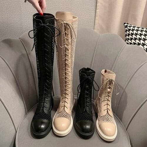 EshtonShero Women Shoes Zippers Casual Woman Boots Summer Lace Up Women Ankle Boots Round Toe Square Low Heels Size 3-9