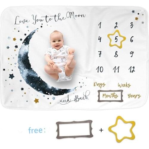 Flannel Baby Milestone Blanket Newborn Photo Shooting Background Infants Monthly Growth Towel Swaddle Baby Photograph Props