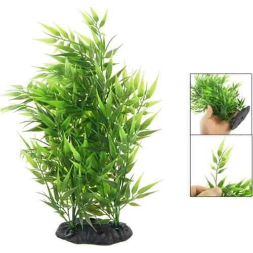 HOT! Green Bamboo Leaves Shaped Decorative Artificial Grass For Aquarium