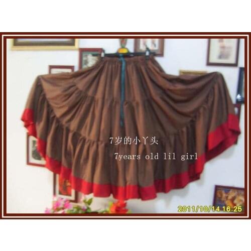 Cotton 3Tiered 12Yards Ats Gypsy Tribal Belly Dance Skirt With Border EG14