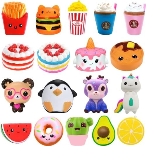 Jumbo Kawaii Popcorn Fries Panda Squishy Cake Deer Milk Squeeze Toys Slow Rising Cream Scented Antistress Child Kid Baby Toys