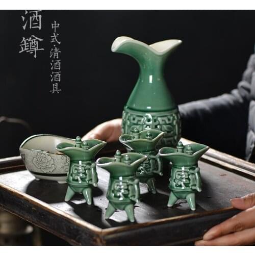 Ceramics Cocktail Shaker Bar Set Sake Cup Japanese Classic Beverage Dispenser Dosador Bebida Drinks Kitchen Dining Bar BD50BS