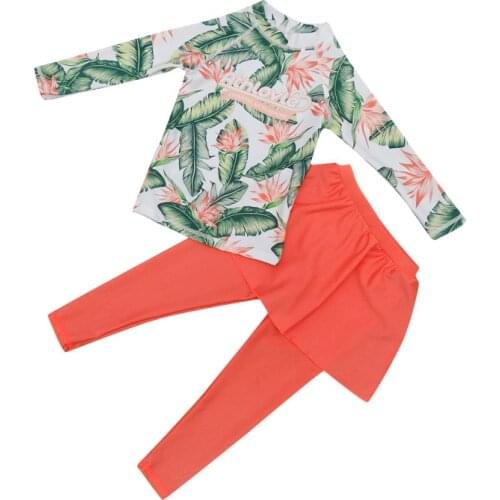 Korean girls' sun proof quick drying swimsuit childrens swimsuit Princess long sleeve pants skirt split swimsuit