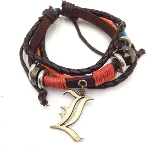 Anime Death Note Leather Bracelet L·Lawliet Metal Pendant Accessories Cosplay Gift