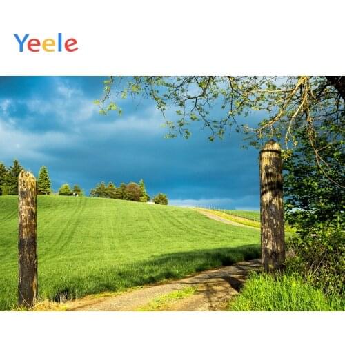 Landscape Backdrop Pastoral Rural Farm Green Grass Photography Chroma Key Personalized Photographic Background For Photo Studio