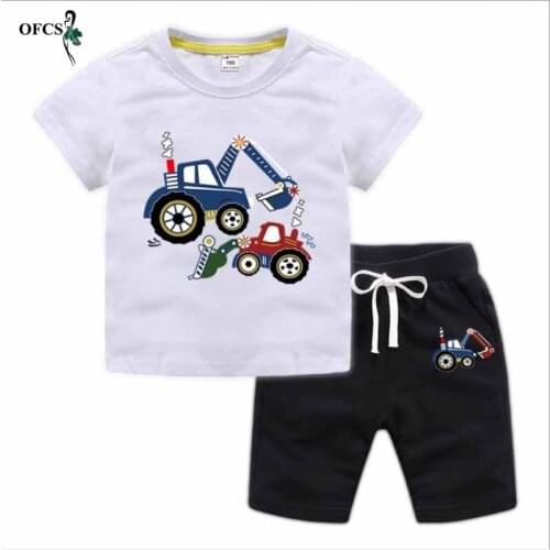 Summer Baby Boys Sport Sets Girls Clothing Teenager Cotton T shirt+Short Pants Soft Cartoon Printed Set Children Suit 2-12 Year