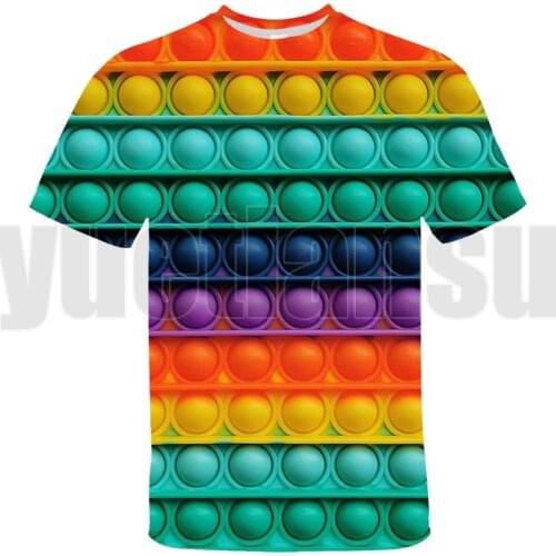 Hot Family Games POP It T Shirt Kids Rainbow Pop Fidget Tee Tops Oversized Tshirt Kid Teenagers O-Neck Summer T-shirt Streetwear