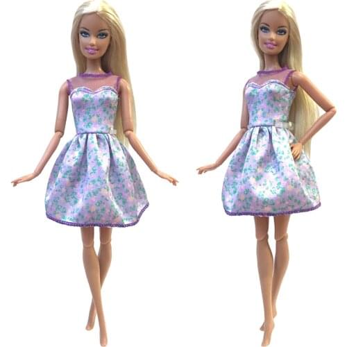 NK 1PCS Fashion Lady Outfits Casual Wear Dress Purple Skirt Party Clothes For Barbie Doll Accessories Dollhouse Toy 272N 6X