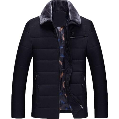 New Business casual 2017 Winter Warm Mens Jacket Fur Collar Design Mens Parkas pocket Thick Outwear Jacket Cotton coat Plus Size