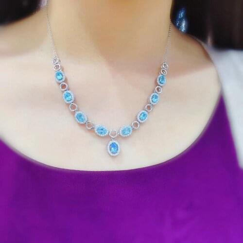 Natural Topaz Necklace, Deluxe Palace Style, 925 Pure Silver, Simple and Beautiful, Multiple Gems