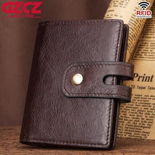 Antitheft Rfid Blocking Wallet Men Credit Card Holder Vintage Genuine Leather Wallet Rfidwallet Cardholder