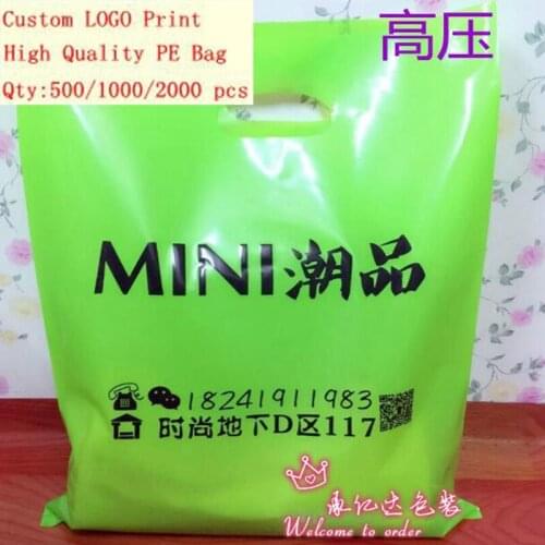 Promotional cute shopping plastic bag with handle 30*40cm package poly bag for clothings candy Love 1000pieces a lot