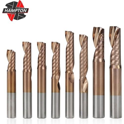 Single Flute Spiral Milling Cutter 3.175/4/6mm Shank Carbide End Mill For Aluminum Cutter TiCN Coating CNC Router Bit