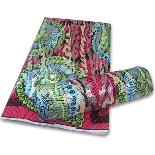 Ankara Fabric African Fabric Wax Print Cotton Sequin Dress Nigerian Bonnet Tissu Batik Patchwork Sewing Crafts Materials pink