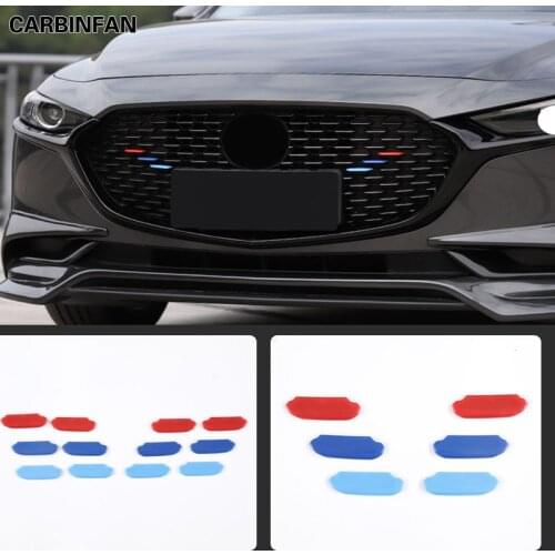 Three-color sequined car logo front trim Middle Mesh Grille Grill trim cover Exterior car Sticker For Mazda 3 Axela 2020 2021