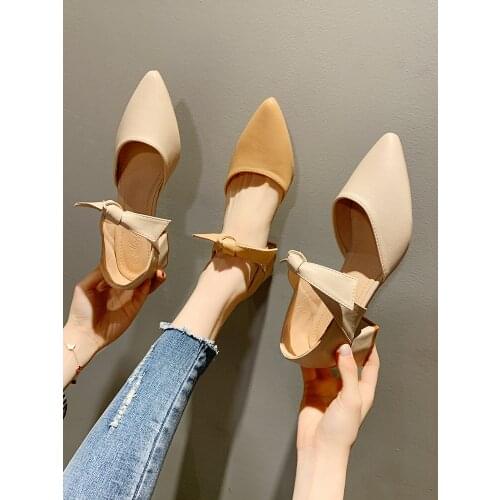 Womens shoes pointed toe thick-heeled Ladies luxury Party shoes spring summer 2021 new shallow French high heels Pumps women