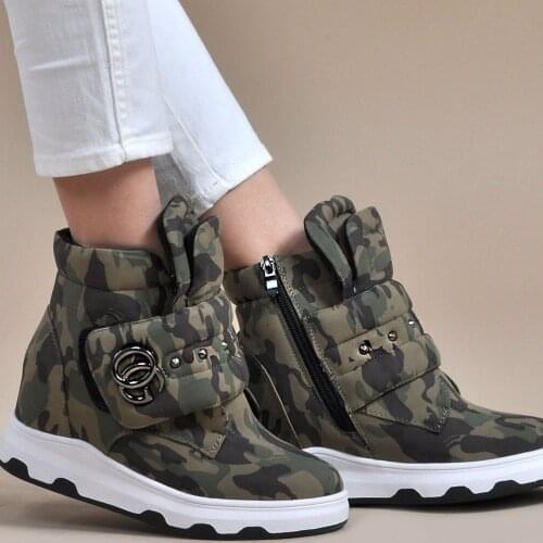 Military Green Women Boots Zipper Winter Fashion Warm And Waterproof