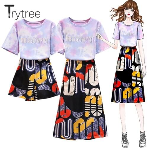 Trytree 2020 Summer Women two piece Set Fashion Camouflage Tops + Skirts /Shorts Print Elastic Waist Casual Suit Set 2 Piece Set