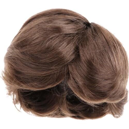 1/4 BJD Doll Short Curly Hair Brown Wig 8-9 inch 18-20cm for DOD AOD DOC Dollfie DK -BLUE Accessories