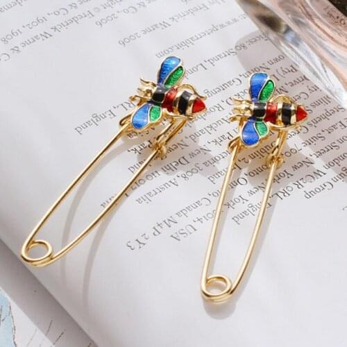6.5x2cm Multicolor Enamel Bee Brooches Safety Pin Brooch Fashion Accessory for Kids Women Suit T-Shirt Sweater Coat 1Piece
