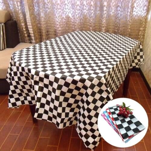 1pc Disposable Tablecloth Racing Flags Black And White Grid Thicken Plastic Outdoor Picnic Camping Supplies A38 49