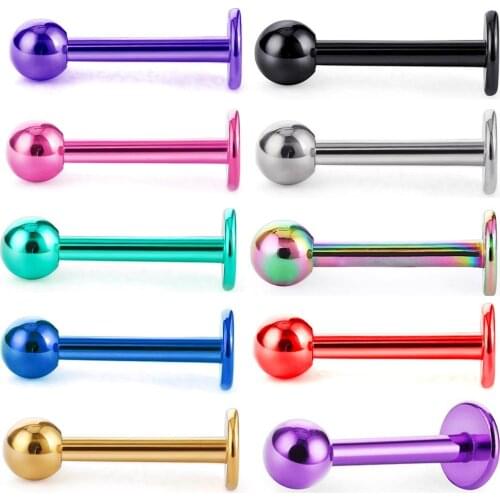 10Pcs/Lot Stainless Steel Labret Piercing Lip Rings Cartilage Tragus Pircing Chin Piercing Bars Body Jewelry