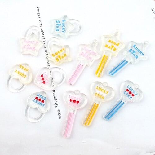 10pcs/pack plastic Heart key lock star key lock charms Barcelet DIY Fashion Handmade Jewelry Accessories