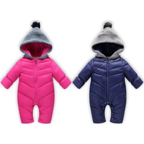 2018 New Born Baby Spring Winter Clothes Cotton Thick Warm Hooded Baby Jumpsuit Boy Girl Romper Children Snowsuit Clothing CA433