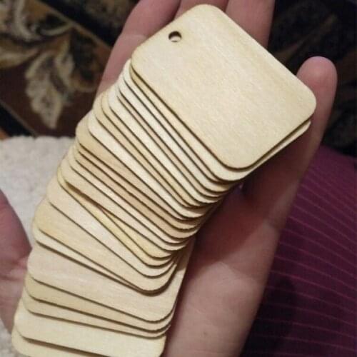 25 Pieces Wooden Rectangle Craft Shape Tags Embellishments for Crafts