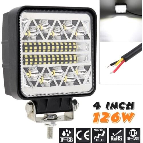 4inch 102W Square LED Work Light Bar Off Road 12V 24V Spot for Truck SUV 4WD 4x4 Boat ATV Jeep Tractor Fog Light
