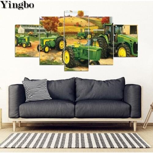 5d Home Decoration diamond painting cross stitch Farm tractor 5 Panel diamond embroidery mosaic crafts and arts wall painting
