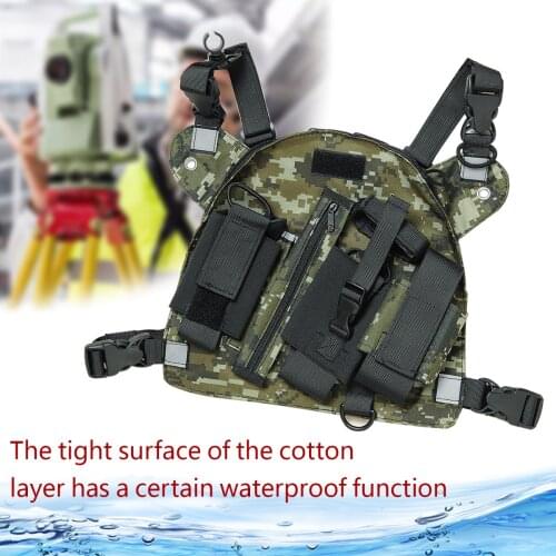 ABBREE Durable Nylon Chest Front Pouches Tactical Chest Holster Multiple Zipper Bags for Baofeng UV-5R UV-82 Plus Walkie Talkie