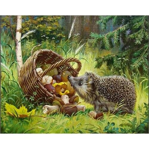 Diamond Painting Full Drill Square Animals Hedgehog Diamond Embroidery Scenery Cross Stitch Kit