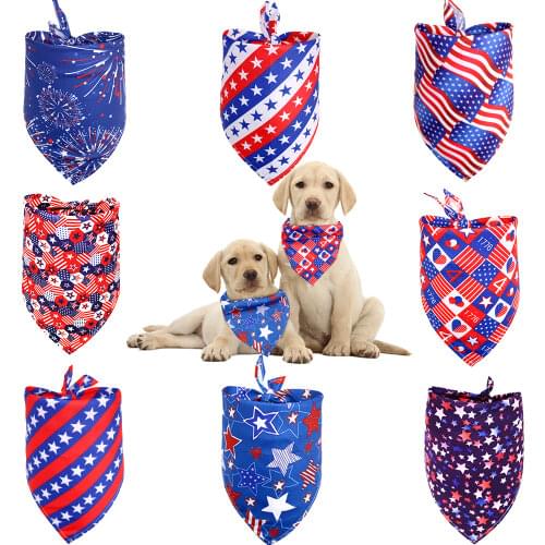 1PS Dog Bandana American Independence Day Pet Supplies Pet Cat Dog Bandanas Scarf Small Dogs Puppy Bibs Dog Supplies for 7th Apr
