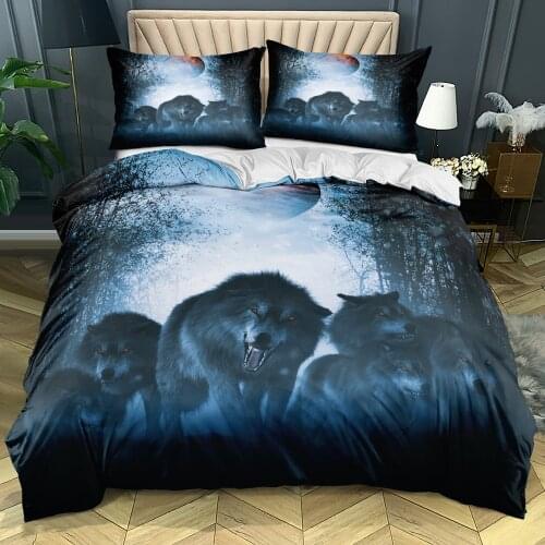 3D White Beddings Custom Design Wolf Duvet Cover Sets Animal Bed Linen Pillow Cases 203*230cm Full Twin Double Single King Size
