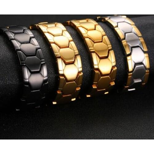 8.06'' x 18MM Hot selling Pure Stainless Steel Heavy 79g Energy Magnetic Germanium Bracelet Bangle Jewelry Mens Holiday Gift