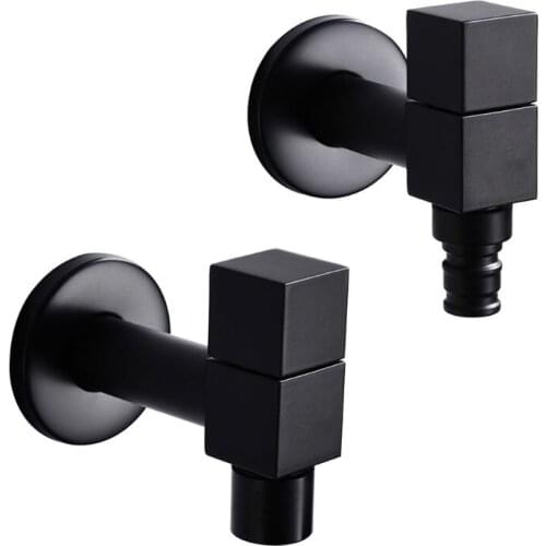 Black Metal Copper Faucet Wall Mounted Washing Machine Tap Bath Toilet Mop Pool Water Taps for Garden Bathroom Kitchen Use
