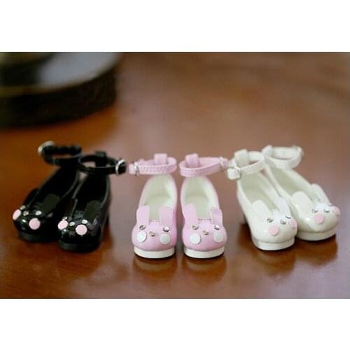 N01-X055 children handmade toy 1/3 1/4 Doll Accessories BJD/SD doll shoes Cute rabbit buckle High heels 1pair