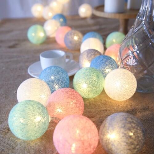 20 LED Cotton Ball Garland String Lights Christmas Fairy Lighting Strings for Outdoor Holiday Wedding Xmas Party Home Decoration